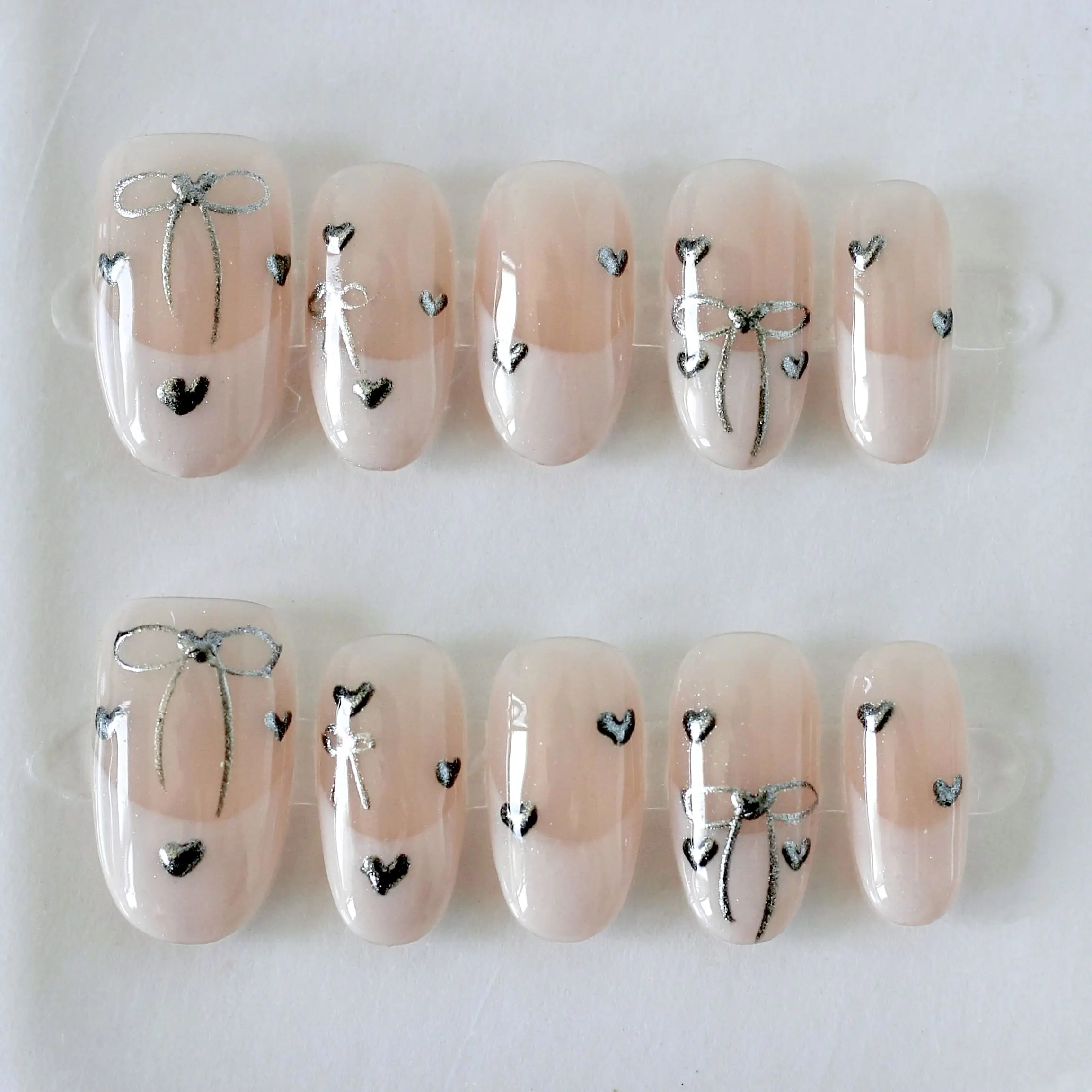 Francesas rosas-1 Uñas postizas press on clásicas francesas.