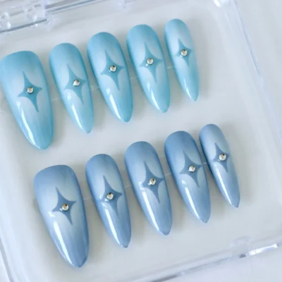 Uñas postizas press on para verano casual denim